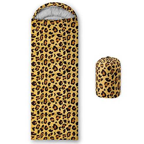 BSNTHO Leopard Printed Camping Sleeping Bags,3 Season Warm & Cool Weather,Lightweight,Waterproof Sleeping Bags for Adults & Kids,Traveling,and Outdoors,Camping Gear Equipment,31x90inch