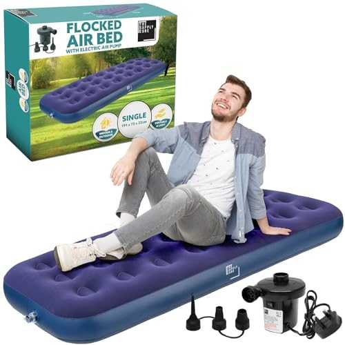 Supply Cube Air Bed - Durable Waterproof Inflatable Mattress - Comfortable & Versatile Camping Mattress & Blow Up Bed - Ideal Air Mattress for Camping & Home Use - Single Airbed with AC Electric Pump