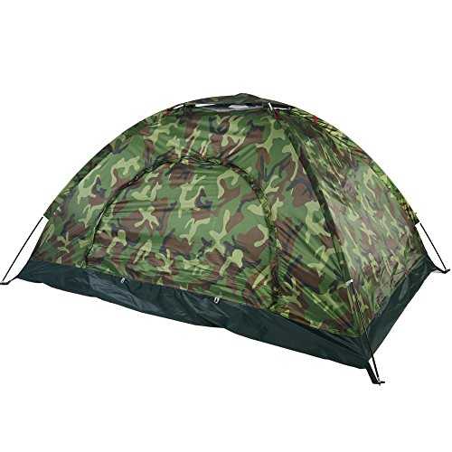 Outdoor Tent, 2 Persons 40 UV Protection Tent Waterproof Camouflage Portable Tent for Camping Hiking Bicycle and Spare Parts Riding