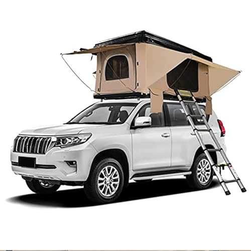 BebeXi HYQHYX rooftop tent suv tent Universal Pop Up Roof Tent Soft Top for Camping SUV, Aluminum Corner, with Ladder and Emergency Lights