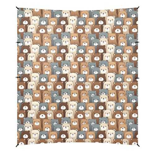 Camping Sun Shelters Cartoon Cute Bears Pattern Beach Canopy 126 * 110.2in