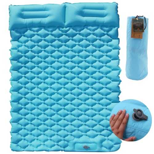Inflatable Double Sleeping Pad for Camping, 2 Person Air Mattress Self-Inflating Camp Pad, Extra Thick & Lightweight, Ultimate Comfort for Two Campers