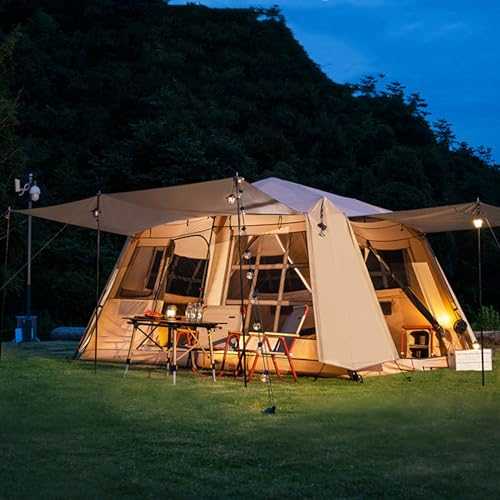 Hot Tent，Winter Tent，Teepee，3-5 Person Instant Cabin Tent | 2 Room Double Layer Family Camping Tent with Storage Bag | Portable Large Pop Up Tent with Starry Sky View