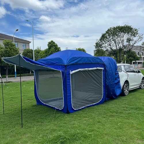 SUV Tailgate Tent with Big Awning, Water Resistant SUV Camping Tent with Car Roof Cover, Universal Fit Most SUV