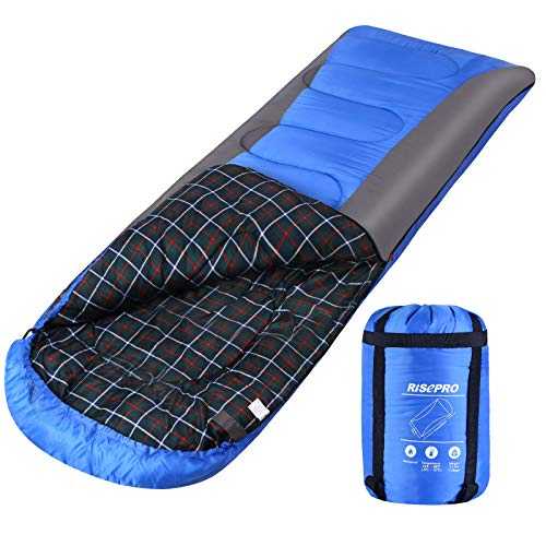 RISEPRO 1.6kg Flannel Winter All 4 Seasons Sleeping Bag 210T Polyester (Superior Material), Skin-Friendly Water Resistant, Ideal for Outdoor Activities