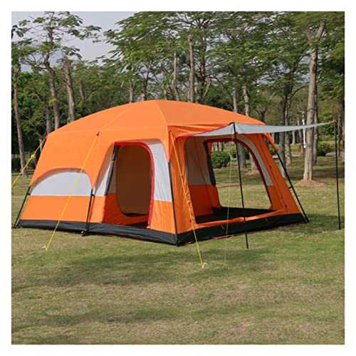 Outdoor L320*W220*H190CM Ultralarge 4-8 Person Double Layer Outdoor 2Living Rooms and 1Hall Family Camping Tent Large Tent (Color : Blue) (Orange)