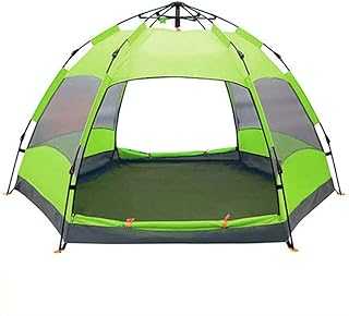 Outdoor Camping Tent Tent Fully Automatic Double Hydraulic Tent Two Doors Four Windows Outside 5-8 People Hexagonal Outdoor Camping Tent (Green) (Green) (Green)