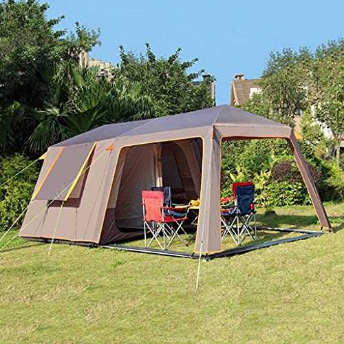 Camping Tent 6-8-10-12 People Tents with Top Rainfly, Camping Tents & Shelters, Tunnel Tents Family Tent, Large Mesh for Ventilation, Double Layer and Divided Curtain (Color : Brown) (Brown)