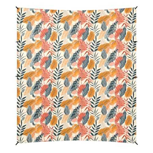 Camping Sun Shelters Tropical Leaves Pattern Print Beach Canopy 126 * 110.2in