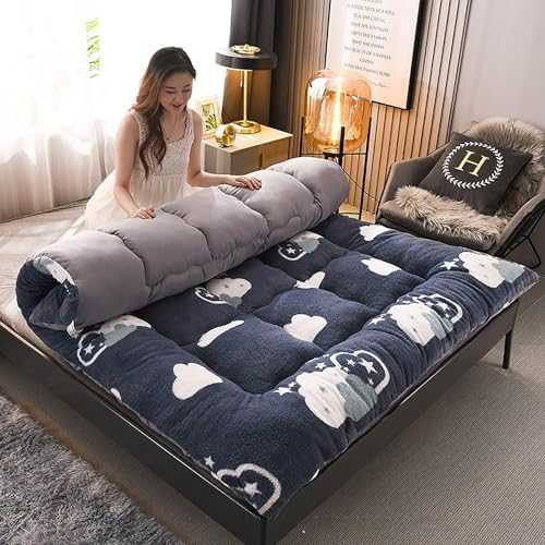 LBLFEBD Futon Floor Mattresses winter print mattress roll up,Japanese Plush sleeping mat extra thick folding mattress, portable mattress student dormitory camping mattress,single and double