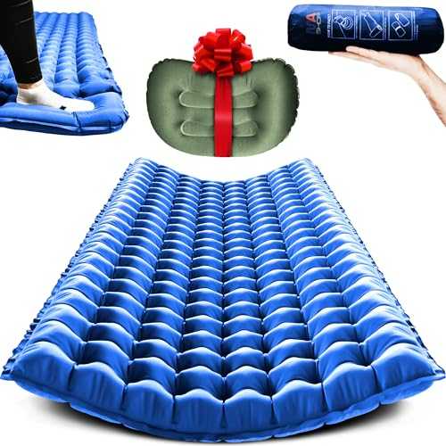 MA Shop Ultralight Camping Sleeping Pad Self Inflating Sleeping Backpack Camping Air Mattresses for Tents One Person Sleeping Bag Insulated Sleeping Pad Suitable for Tent, Beach, Car & Home, (Blue)