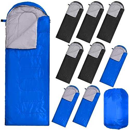10 Pcs 0 Degree Camping Sleeping Bags Bulk for Adults Cold Weather Sleeping Bags 4 Season Warm Waterproof Lightweight with Compression Sack for Backpacking Hiking Travel Homeless