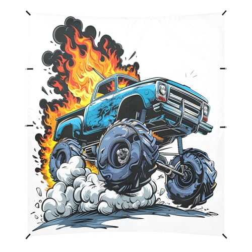 Camping Sun Shelters Fire Monster Trucks Beach Canopy 126 * 110.2in