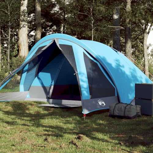 Home Garden,Camping Tent Cabin 4-Person Blue Waterproof