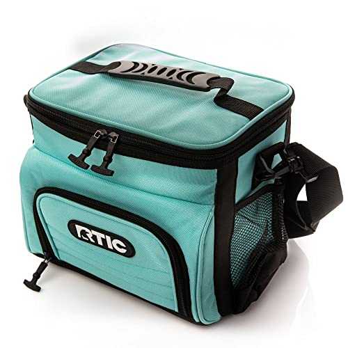 RTIC Day Cooler Bag 8 Can, Soft Sided Portable Insulated Cooling Bags for Lunch, Beach, Drink, Beverage, Travel, Camping, Picnic, for Men and Women, Aqua