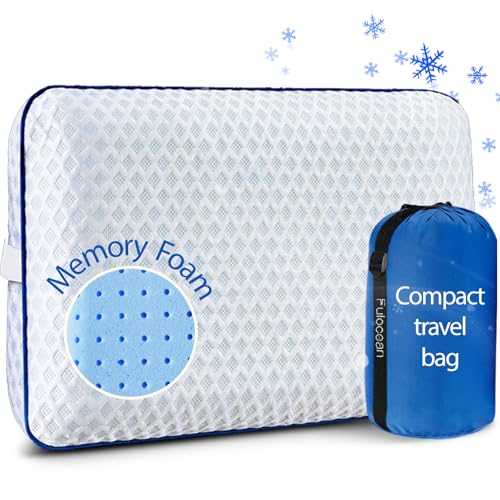 fulocean Travel & Camping Memory Foam Pillow for Sleeping Cooling, Compact Small Lightweight Travel Pillows for Backpacking & Airplane,Washable Cooling Dual-Sided Cover,Waterproof