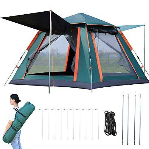 Aystkniet Automatic Pop-Up Tents for 2 to 5 Person, Instant Camping Tent, Waterproof& Windproof&UV Protection Thermal Insulation Tent, 240 * 240cm Large Size Sun Shelter Dome Tent with Carrying Bag