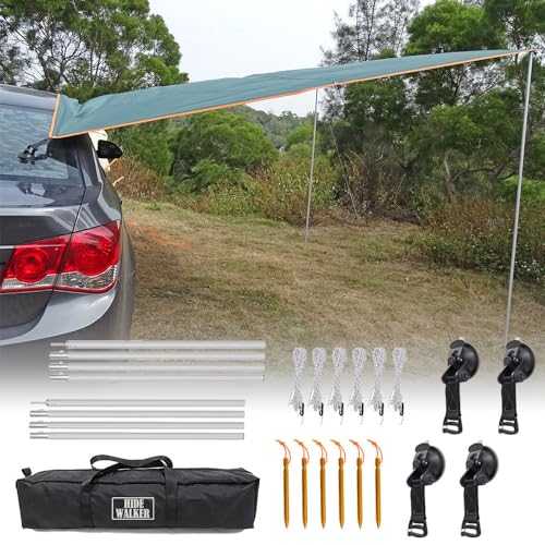 3x5m Car Awning with Pole Outdoor Camping Tent Tarp Waterproof Canopy Shade Sun Shelter