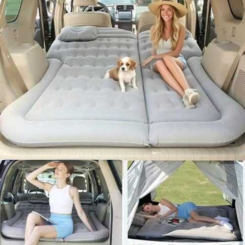 Inflatable Car Air Mattress 180 * 130m, Perfect for car camping mattress double, Waterproof &Anti-Slip & Durable, Easy to Store,Travel Essential (Grey)