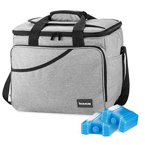 bomoe Cooler Bag Foldable – Beach Cooler Bag 25 Litre with 2X Cool Packs – Insulated Picnic Bag with 16h Cooling Function – Small Lunch Bag – Cooler Food Bag with Extra Pocket – Icebreezer KT39