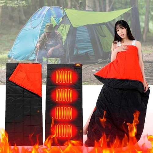 USB Heated Sleeping Bag for Cold Weather 3 Heating Levels 4 Zones 4 Seasons Electric Sleeping Bag Waterproof Ultralight Camping Down Sleeping Bags Washable