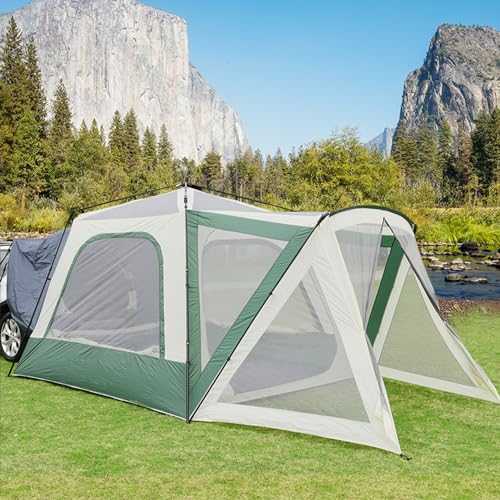 5-8 Person SUV Tents for Camping Waterproof Tailgate Tent with Shade Awning Portable Hatchback Tent for Car SUV Van Camping, Includes Storage Bag