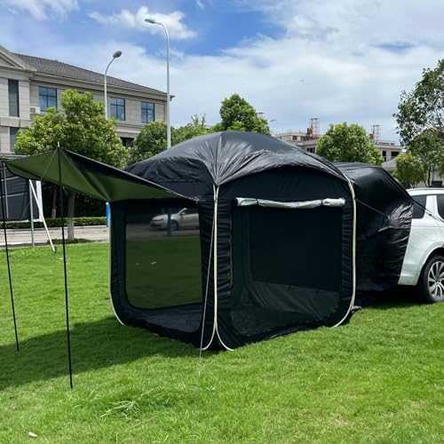 Car Rear Tent Pop Up Car Trunk Family Camping Tents, Universal SUV Tailgate Netting Room with Floor, Rear Hatch Door Tents for Hatchback Van Extendable Awning Tents