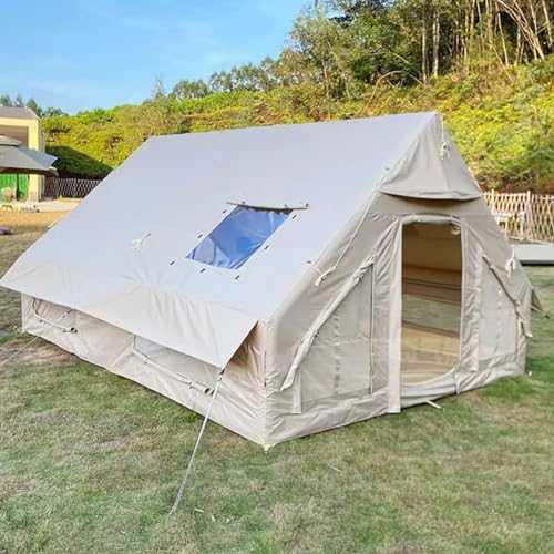Outdoor Tents for Camping Waterproof Easy Setup, Medium Inflatable Camping Tent House 2-4 Person, Canvas Tent, 4 Season Family Glamping Tents, Air Blow Up Tent Cabin 5-8