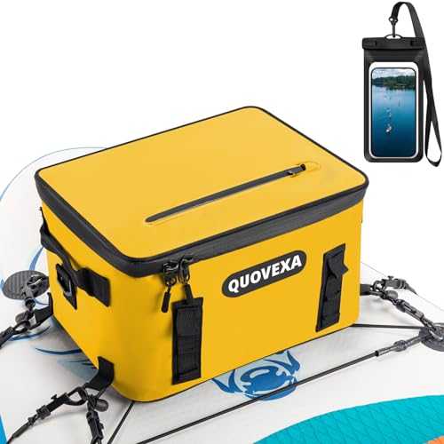 Quovexa Paddle Board Cooler Bag, Sup Cooler, Cooler Deck Bag with 4 Pockets, Kayak Cooler Fits 30 Cans, Deck Cooler Bag for Paddleboard, Paddle Board Accessories Cooler with Phone Pouch