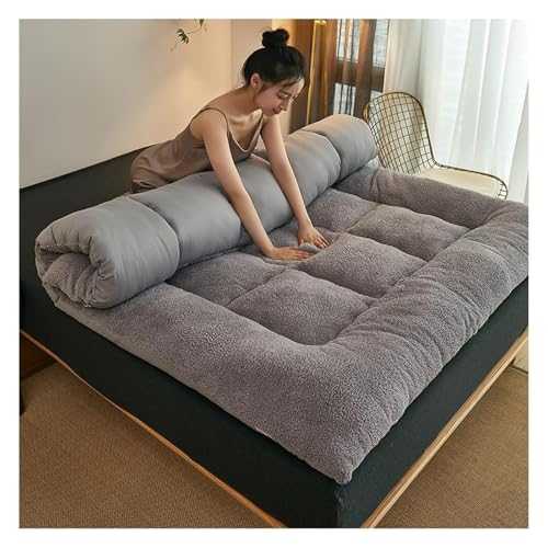 MTNBHH Japanese Home Soft Cushion Floor Mattress, Thicken Warm Lamb Wool Mattress, Japanese Floor Futon Mattress, Roll Up Camping Mattress(Grey,California King-200 * 220cm)