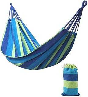 Camping Hammock for - Thickened Canvas Outdoor Leisure Bed, Striped Design, Portable Hanging Sleeping Swing for Hunting and Relaxation