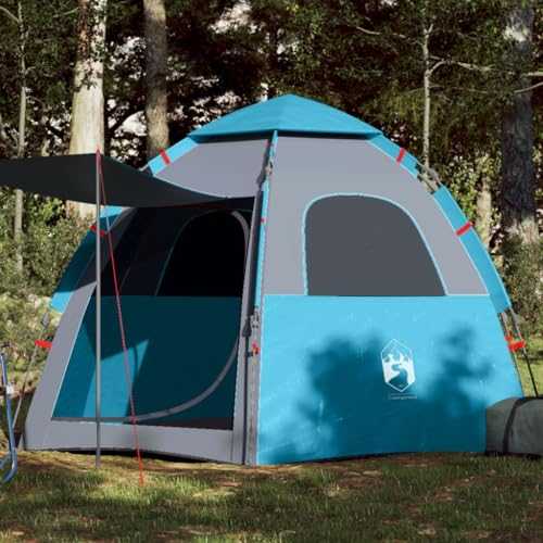 Home Garden,Camping Tent Cabin 4-Person Blue Quick Release