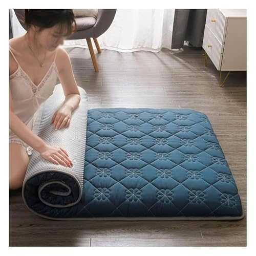 Japanese Floor Mattress Foldable Mattress Roll Up Camping Mattress Portable Dormitory Sleeping Pad For House Guest Camping Travel(Blue,180 x 200 cm)