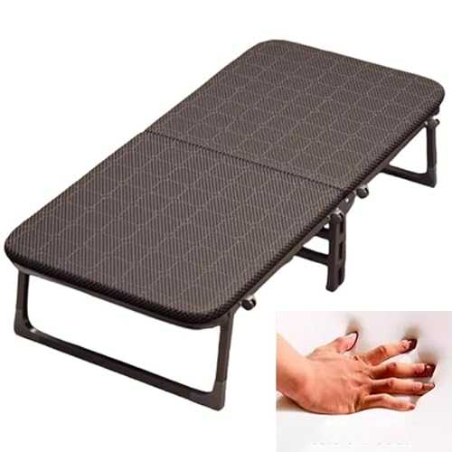 GXXINGIN Portable Folding Bed，Camping Cots,Portable Rollaway Guest Bed with 4 Wheels, Folding Bed with Sponge Mattress for Adults, Foldable Single Cot for Comfortable Sleeping, Strong Metal Frame(180