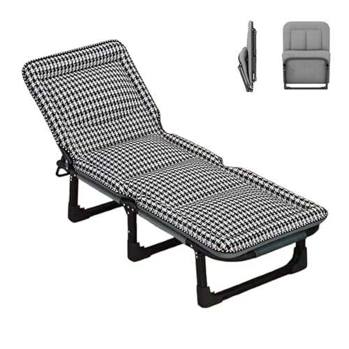 GXXINGIN Portable Folding Bed，Camping Cots,Portable Rollaway Bed with Mattress Six Adjustable Backrests Folding Camping Cot for Adults with 6 Legs and High Resilience Foam Perfect for Camping(Gray A,