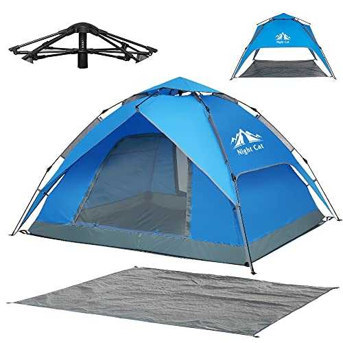 Night Cat Pop Up Tent for 3 4 Man: Waterproof Camping Tent Easy Set Up for Family Festival Camping Picnic in Garden Backyard Park