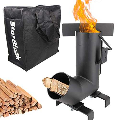 Camping Rocket Stove by StarBlue with FREE Carrying Bag - A Portable Fuel Saving Wood Burning Camping Stove with Large Fuel Chamber Best for Outdoor Cooking, Camping, Picnic, BBQ, Hunting, Fishing