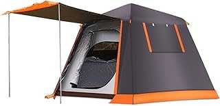 Outdoor Garden Camping Tent,3-4 Person Pop Up Camping Teepee Tent, Hydraulic Instant Tent Easy Setup Two Doors Hiking Tent for Mountaineering Travel, Festiva