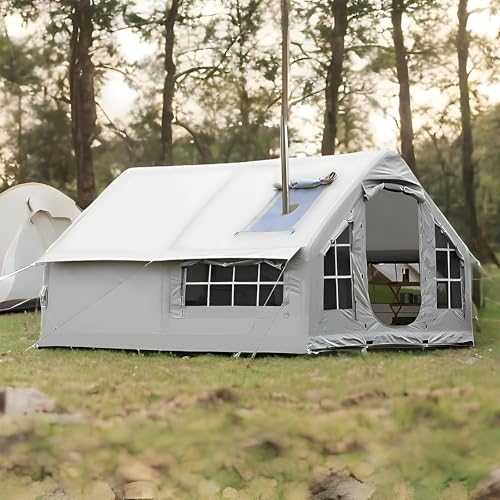 WEICNE Inflatable Camping Tent With Electric Air Pump, Glamping Inflatable Sport Tent For Camping, 4 Season Windproof Outdoor Blow Up Cabin Tent, With Skylight, For Camping,Pro