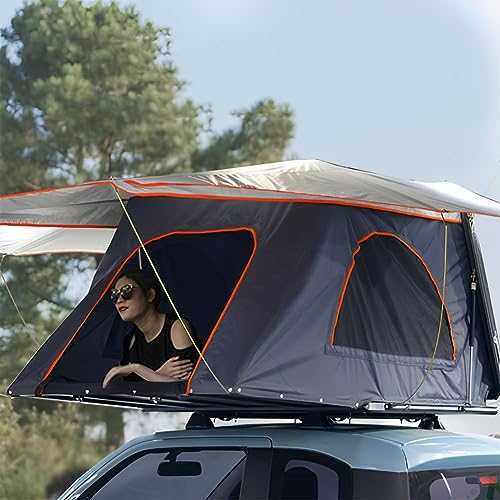 QUTBAG Fully Automatic Car Roof Tent, Side-Opening Rooftop Tent with Telescopic Ladder and Mattress, Outdoor Camping Pop up Tent 3s Quick Opening Sleeps 2-3 People