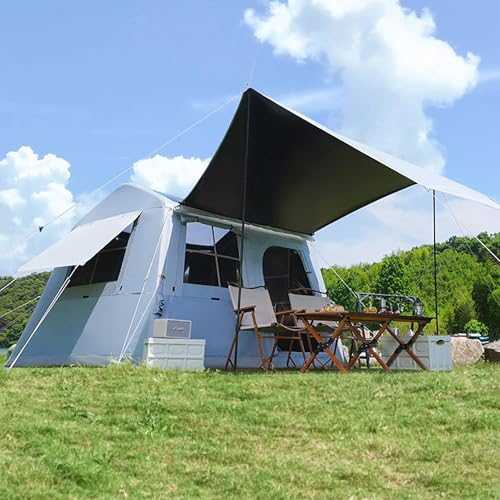 Inflatable Tent with Pump, Family Tent for 6-8 Persons with Canopy Panoramic Skylight Mesh Windows, 3000mm+ Waterproof Pop-Up Tents, Inflatable Tents for Camping Quick to Set Up