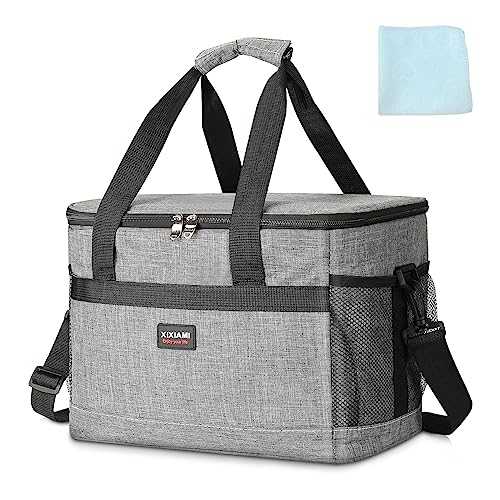 XIXIAMI Large Cooler Bag 20L/33L Insulated Picnic Bag Food Storage Bag Cooling Bag Foldable Cool Bag Outdoor Drinks Cooler for Camping/Picnic/Fishing/Beach Party/BBQs