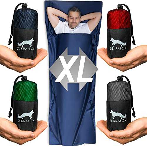 Silkrafox Compact XL Extra Large Sleeping Bag, Ultralight Microfibre Lining, Faux Silk Sleeping Bag, Summer Sleeping Bag, Inlay