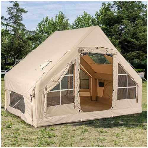 Large Inflatable Canvas Tents for Camping 4 Season - Waterproof and Breathable Yurt Tent for Outdoor Family Camping and Hiking - Easy Setup for 3-5 Person