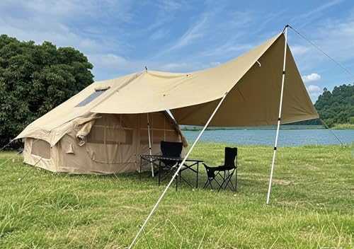 LTCANOPY Inflatable Camping Tent for 4 Person with Heavy Duty 600D Oxford Fabric - Blow Up Tent Includes Rainfly & Air Pump,Easy Setup, Portable All Season Cabin House for Family Camping