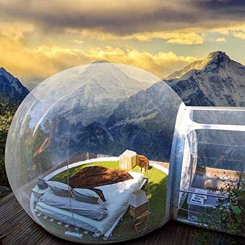 OUZBEM Outdoor Inflatable Bubble House, Dome Tent Rainproof Windproof Camping Privacy Pvc Camping Transparent Tent with Single Tunnel Greenhouse Gazebo Canopy Camping Backyard vision