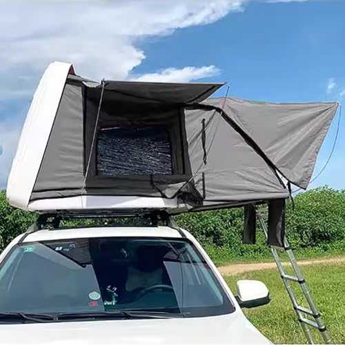 KK-GGL Auto Quick Pop Up Car Tent, SUV Roof Top Tents for Adults, Roomy Truck Van Trailer Tent, Camping Car Tent for 3-4 People, Family Hard Shell Out Door Rooftop Tent, Fast Opening