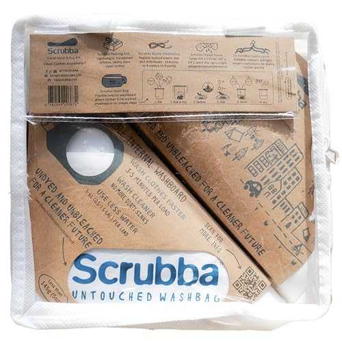 Scrubba Portable Wash Bag Untouched Kit (5 Pieces) – White Undyed, Unbleached, Hand Washing Machine System for Hotel, Hiking & Travel Wash – Light and Small Eco-friendly Camping Washer and Dryer