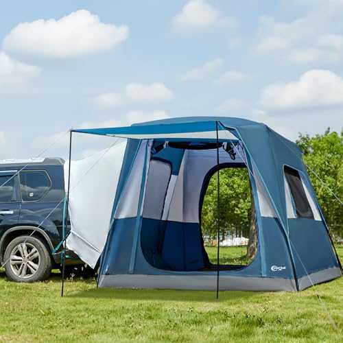 Portal 5 Man Car Tent SUV Tent 4-5 Persons Family Camping Tent for Vehicle with Porch Extension Tailgate Awning 3000mm Water-resistant Windproof