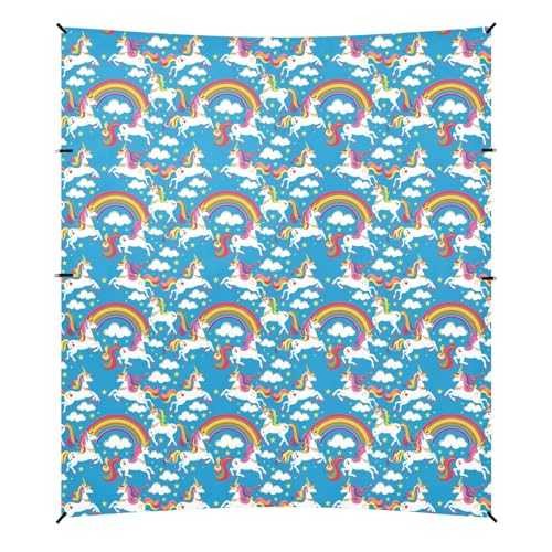 Camping Sun Shelters Unicorn Clouds and Rainbow Beach Canopy 126 * 110.2in